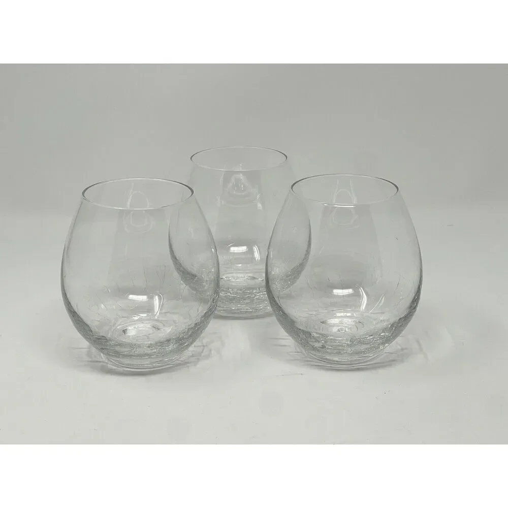 Pier 1 One Imports Stemless Wine Crackle Glass Clear Colorless Replacement